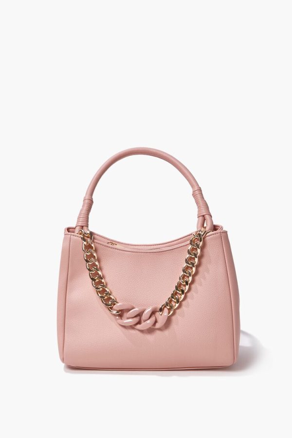 Women Pebbled Faux Leather Satchel in Blush