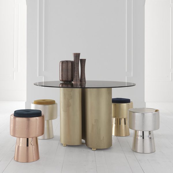 Zanetto - Infinito Dining Table - Smoked Glass/Brass - Small